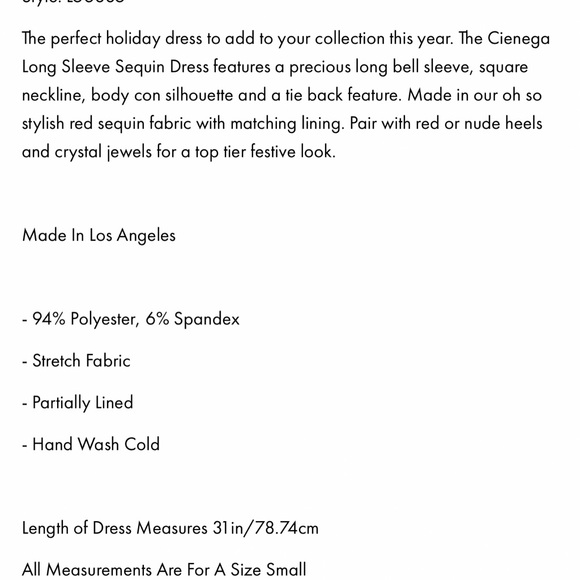 Red long sleeve sequence dress sz L - Picture 3 of 6